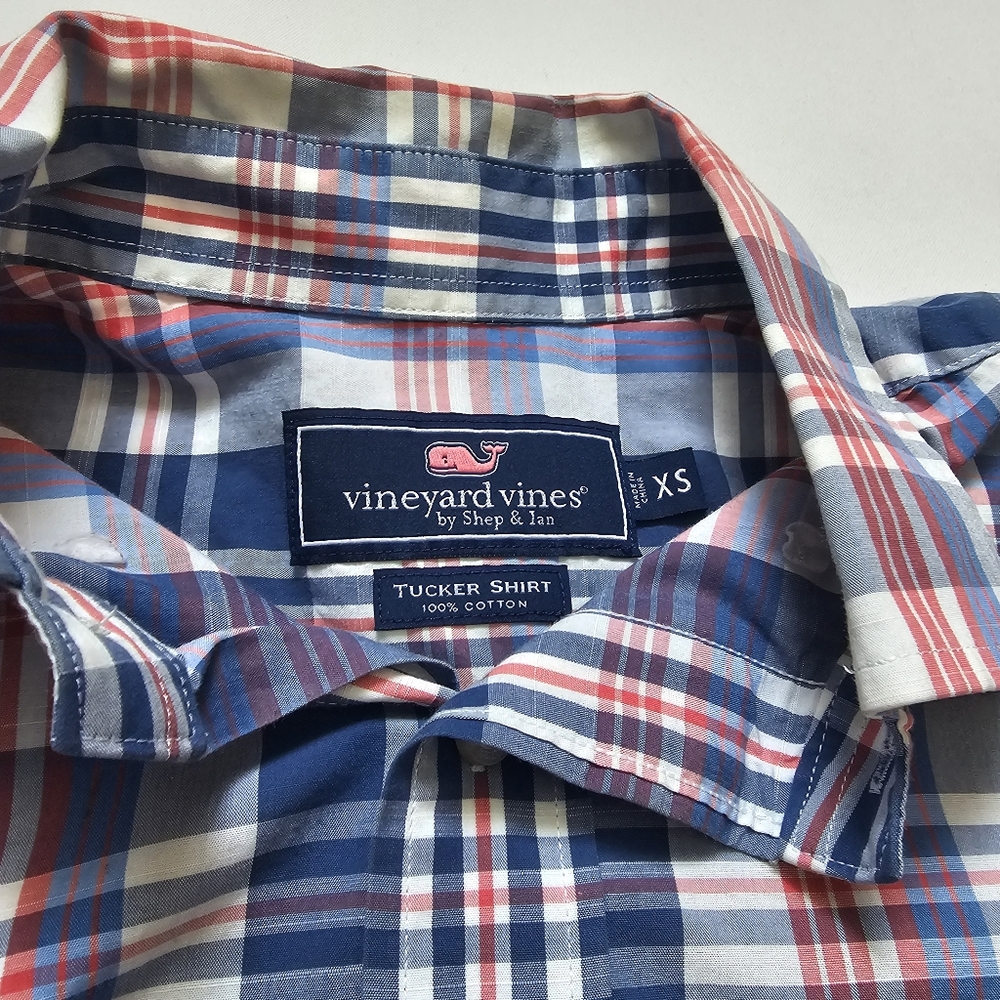 Vineyard Vines Men's XS Tucker S/S Stretch Plaid Shirt Classic Fit